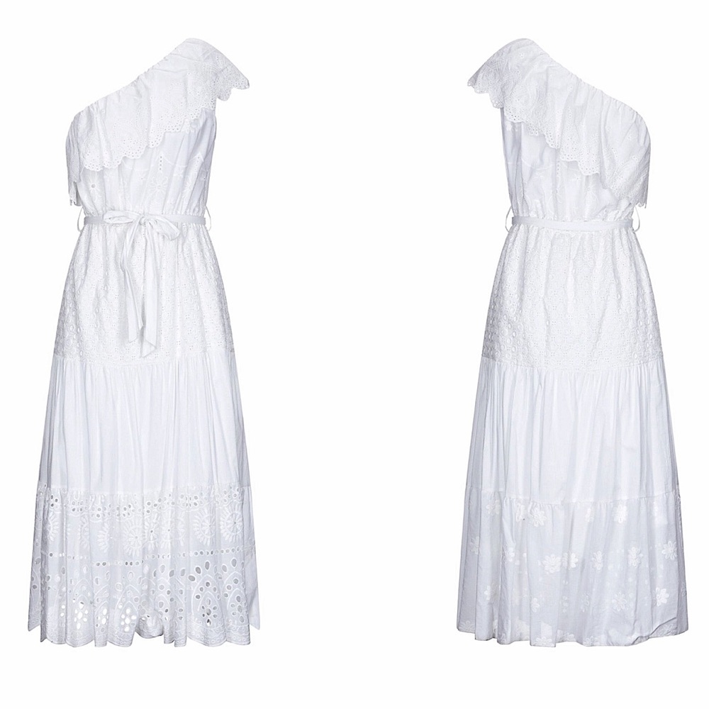 $249 NWT WHITE COTTON BEACH RESORT SUMMER DRESS M